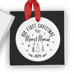 First Christmas As Merry & Married Bauble, 1st Mr Mrs Ornament, Xmas Newlywed Xmas, Just 2026 - thumbnail 3