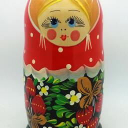 Hand-Painted Russian Matryoshka Doll Set, 5-Piece Strawberry Babushka - thumbnail 4