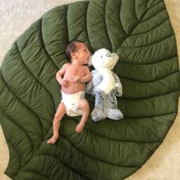Organic Cotton Leaf Baby Play Mat Woodland Nursery Decor - thumbnail 2