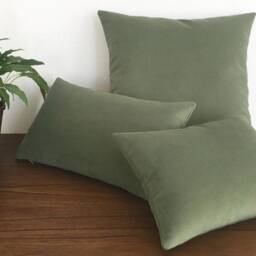 Sage Green Velvet Suede Decorative Throw Pillow Cover/Case Cushion 20x20 - thumbnail 3