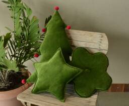 Christmas Tree Pillow Moss Green Velvet Holiday Decor - thumbnail 1