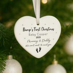 Personalised Bumps First Christmas Keepsake, Bump 1st Christmas, New Baby Gifts, Pregnant Gift For Baby, Bauble - thumbnail 1