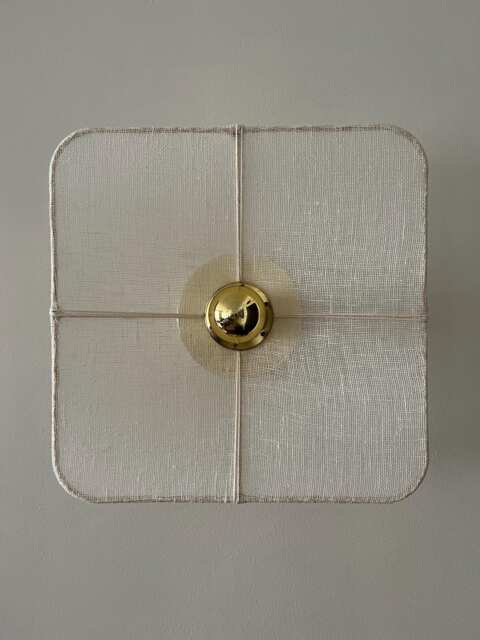 Fixed Wall Light in Linen With Golden Brass Finish Caramella - Nomadic Version On Request - image 1