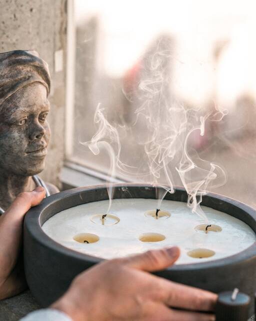 Extra Large Soy Wax Candle/Giant Concrete Candle Handmade Beeswax - image 1