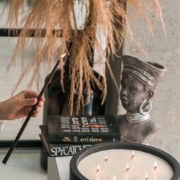 Extra Large Soy Wax Candle/Giant Concrete Candle Handmade Beeswax - thumbnail 2