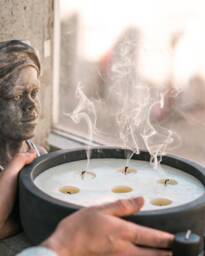 Extra Large Soy Wax Candle/Giant Concrete Candle Handmade Beeswax - thumbnail 1