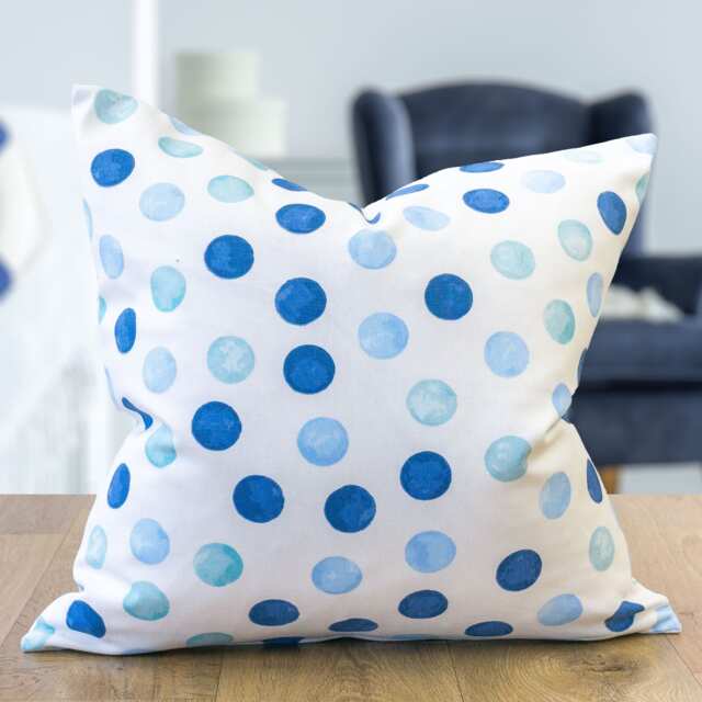 Seaside Spot Cushion. Nautical Blue & White Polka Dot Design. 100% Cotton. 17x17 - image 1