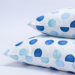 Seaside Spot Cushion. Nautical Blue & White Polka Dot Design. 100% Cotton. 17x17 - thumbnail 2