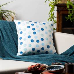 Seaside Spot Cushion. Nautical Blue & White Polka Dot Design. 100% Cotton. 17x17 - thumbnail 3