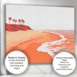 Coral Tropical Beach Seascape Coastal Landscape Minimalist Canvas Wall Art Print Decor Picture Ready To Hang - thumbnail 3