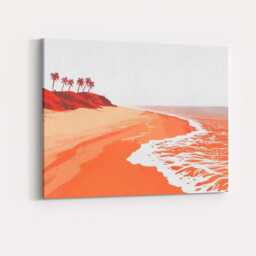 Coral Tropical Beach Seascape Coastal Landscape Minimalist Canvas Wall Art Print Decor Picture Ready To Hang - thumbnail 4