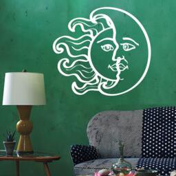 Wall Vinyl Decal Moon & Sun Night Sky Hand Sketch Style Drawing Astronomy Modern Home Decor - #1187Dz - thumbnail 2