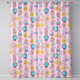Cute Kawaii Space Rockets Planets Globes Suns Stars Seamless Pattern Readymade Eyelet Ring Top Thermal 100% Blackout Curtains - thumbnail 2