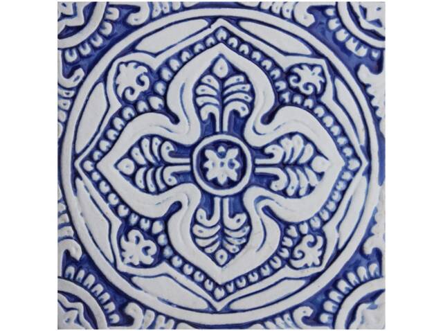 Handmade Ceramic Tile Blue Mandala Wall Art, Coastal Decor - 20cm/7.9 - image 1