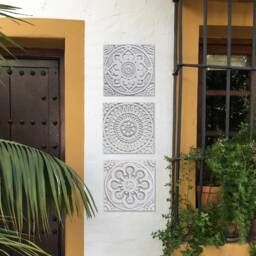 Handmade Ceramic Tile Blue Mandala Wall Art, Coastal Decor - 20cm/7.9 - thumbnail 4