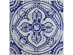 Handmade Ceramic Tile Blue Mandala Wall Art, Coastal Decor - 20cm/7.9 - thumbnail 1