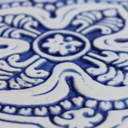 Handmade Ceramic Tile Blue Mandala Wall Art, Coastal Decor - 20cm/7.9 - thumbnail 3