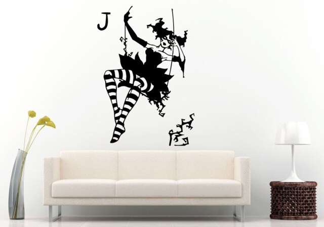 Joker Funny Woman Girl Crazy Creepy Smile Playing Card Why So Serious Wall Decal Vinyl Sticker Mural Room Decor L1050 - image 1