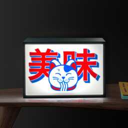 Japanese Lucky Cat Lightbox 3D Printed Kawaii Desk Decor Japan Decor Wall Art - thumbnail 1