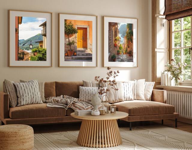 Italy Set Of 3 Prints, City Art, Wall Italian Photography Posters, Home Decor, Orange Theme Free Fast Delivery - image 1