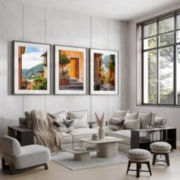 Italy Set Of 3 Prints, City Art, Wall Italian Photography Posters, Home Decor, Orange Theme Free Fast Delivery - thumbnail 2