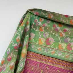 Artisan Handmade Vintage Kantha Quilt Reversible Patchwork Block Print Cotton Throw - thumbnail 2