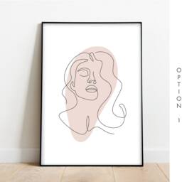 Line Art Woman Face Prints Set Of 3, Minimalist Illustration - thumbnail 3