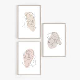 Line Art Woman Face Prints Set Of 3, Minimalist Illustration - thumbnail 2