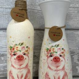 Pig Gifts Vase Light Up Bottle, Slate Heart, Plant Pot, Coasters, Wax Burner, Soy Melts, Pig Gifts, Lovers - thumbnail 2