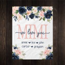 Grandma Christmas Gift, Blanket, Present, Floral Style Personalized Mom Gift For Grandparent - thumbnail 2