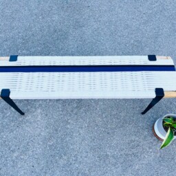 Hand-Woven Entryway Bench Mcm Style End Of Bed & Mudroom Seating - Custom-Made, Multiple Sizes - thumbnail 3