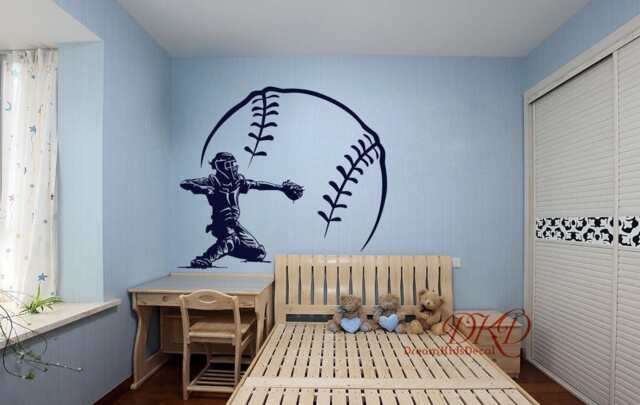 Baseball Decal, Wall Vinyl Decal Art Kids Teens Boys Room Sports Decor Decal-Dk206 - image 1