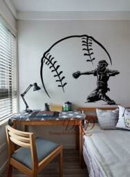 Baseball Decal, Wall Vinyl Decal Art Kids Teens Boys Room Sports Decor Decal-Dk206 - thumbnail 2