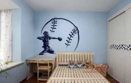 Baseball Decal, Wall Vinyl Decal Art Kids Teens Boys Room Sports Decor Decal-Dk206 - thumbnail 1