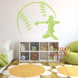 Baseball Decal, Wall Vinyl Decal Art Kids Teens Boys Room Sports Decor Decal-Dk206 - thumbnail 3