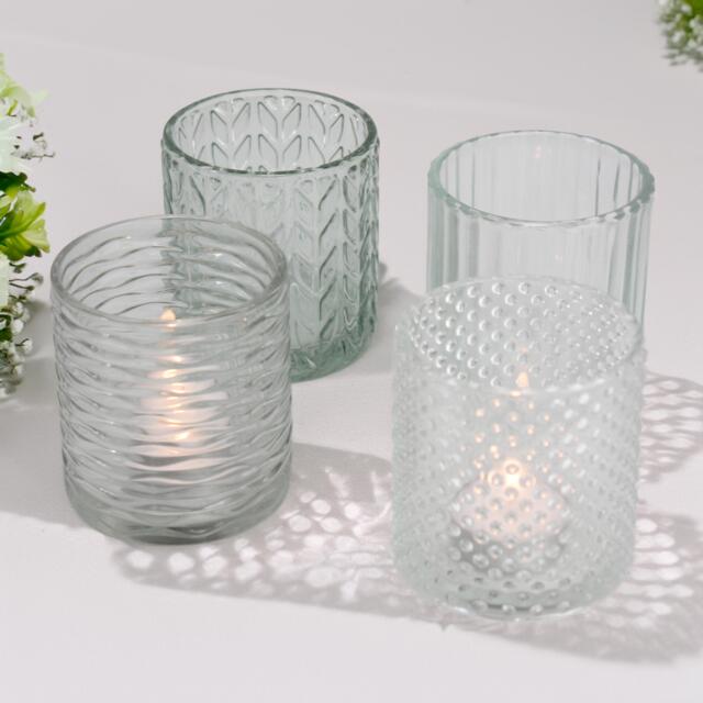 Elegant Glass Tea Light Holder Set Assorted Designs, Wedding Table Decor - image 1