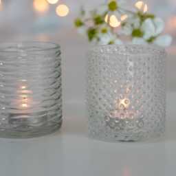 Elegant Glass Tea Light Holder Set Assorted Designs, Wedding Table Decor - thumbnail 4