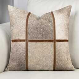 Cowhide Cushion Cover 45x45 Light Beige Leather Pillow Rustic Farmhouse Decor Natural Hairon Hide Western Style Patchwork Throw Handmade