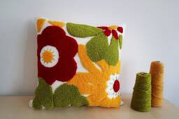 Punch Needle Pillow Cover Floral Embroidered Linen Sofa Cushion