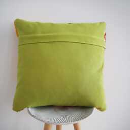 Punch Needle Pillow Cover Floral Embroidered Linen Sofa Cushion - thumbnail 4