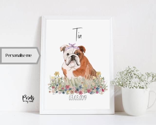 Personalized English Bulldog Print, Dog Memorial Art, Custom Pet Portrait - image 1