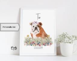 Personalized English Bulldog Print, Dog Memorial Art, Custom Pet Portrait - thumbnail 1