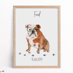 Personalized English Bulldog Print, Dog Memorial Art, Custom Pet Portrait - thumbnail 2