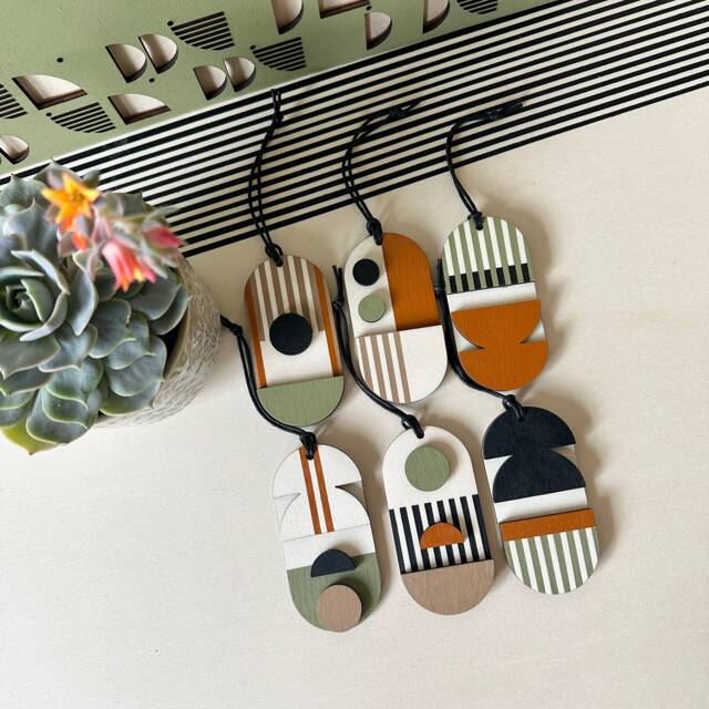 Geometric Christmas Tree Decoration - Mid-Century Modern Wooden Wall Art - image 1