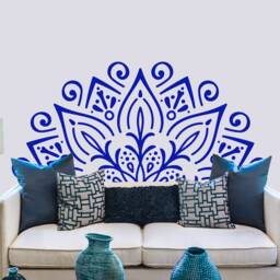 Half Mandala Wall Sticker Bedroom, Boho Chic Decor Living Room, Vinyl Decal, Mehndi Home Decoration, Art Mural For Meditation Room - thumbnail 3