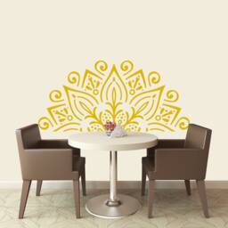 Half Mandala Wall Sticker Bedroom, Boho Chic Decor Living Room, Vinyl Decal, Mehndi Home Decoration, Art Mural For Meditation Room - thumbnail 1