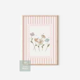 Personalised Soft Pink Girls Floral Nursery, Bedroom Or Playroom Print - Unframed - thumbnail 3