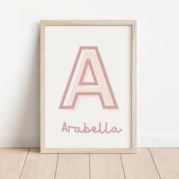 Personalised Soft Pink Girls Floral Nursery, Bedroom Or Playroom Print - Unframed - thumbnail 2