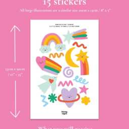 Large Colourful Doodle Star & Moon Fabric Wall Stickers For Girls Nursery - thumbnail 2