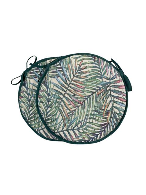 "Set Of 2 Palm Leaves Tapestry Bistro/Round/Garden/Kitchen/Patio Seat Pads Available in 3 Sizes 12"" 14"" 16" - image 1